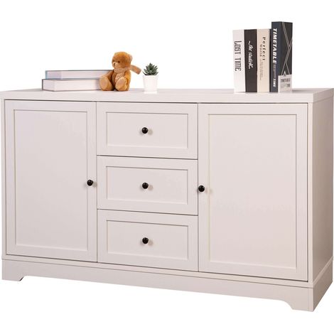 Buffet de salle à manger de style contemporain Ottavia avec 2 portes et 3 tiroirs, blanc, 120 cm (1/5)