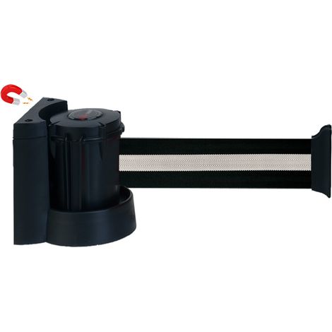Enrouleur mural magnétique avec sangle Noir/Argent 3m x 50mm - 2050005 (1/4)