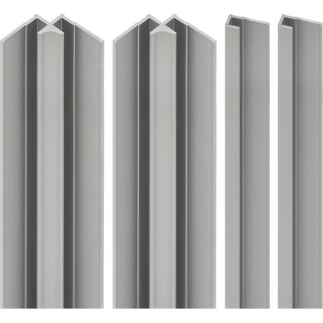 Lot de 2 profilés de finition + 2 profilés d'angle pour panneau mural de douche, DécoDesign, Schulte, Alu-argenté, 210 cm