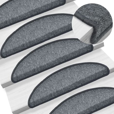 Lot de 15 Tapis d'escalier Tapis de marche Marchette Escalier Gris foncé 56x17x3 cm 44124 (1/5)