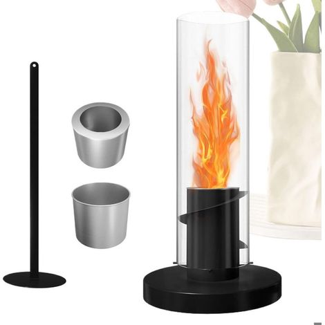 1 unité cheminée bioéthanol intérieur, flamme tornade, lampe de table design moderne pour chambre, salon, soirée ou décoration d'intérieur