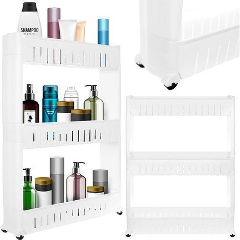Estante de cocina móvil con ruedas, blanco