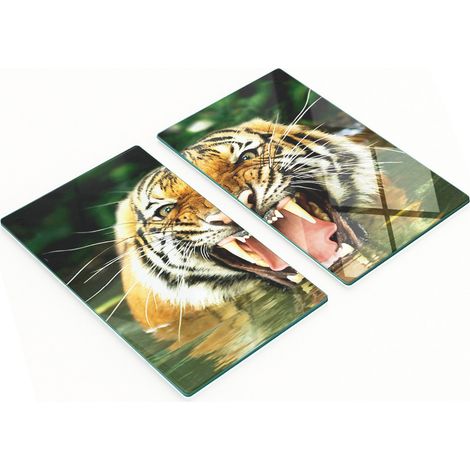 Tablas de cortar de cristal para cocina con estampado de tigre rugiente, 2 x 30 x 52 cm.