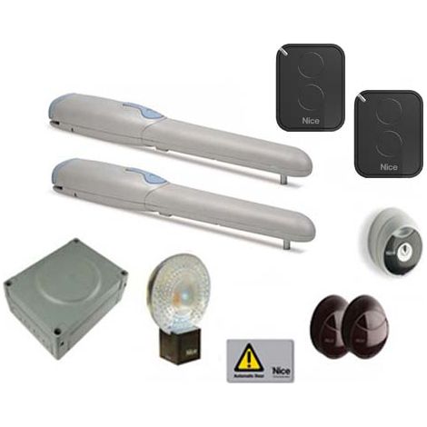 Nice – Kit de motorisation de portail à 2 battants – Vantaux jusqu’à 2 m – 24 V – Moteur électromécanique silencieux – Installation facile