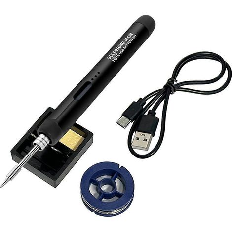Fer à souder sans fil portable avec batterie lithium intégrée 5 V à charge rapide, outil de réparation et de soudage noir (1/4)