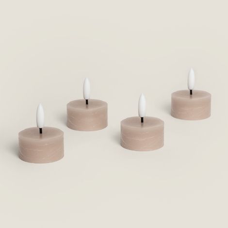 Pack da 4 Candele LED in Cera Mirea Beige ø4 cm (1/5)