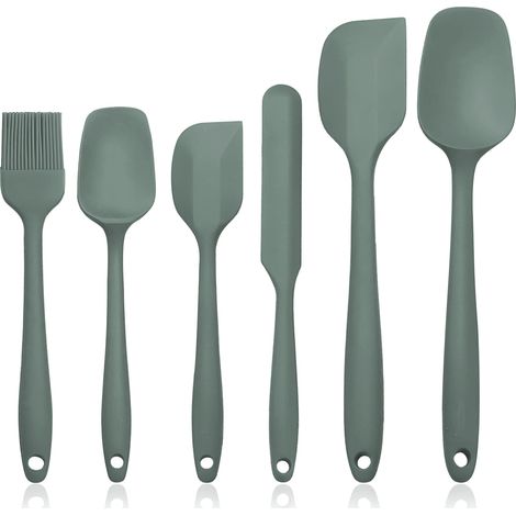 Set mit 6 Silikonspateln, lebensmittelechte Silikonspatel, Küchenutensilien, hitzebeständig, antihaftbeschichtet, leicht zu reinigen, spülmaschinenfest, ideal zum Backen, Zubereiten von Speisen und Mi
