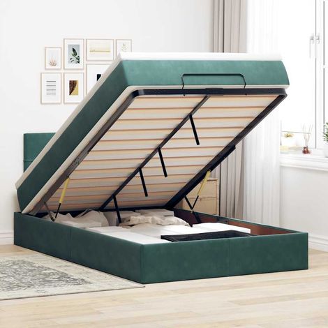 vidaXL Letto con stoccaggio - Struttura Letto Pouf con Materasso 120x200 cm Velluto (1/5)