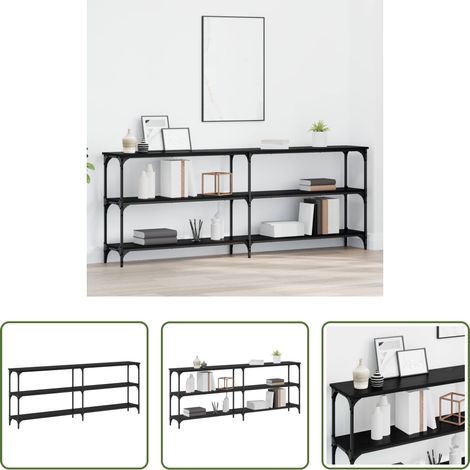 vidaXL Wohnzimmer - Konsolentisch Schwarz Eichen-Optik 200 x 29 x 75 cm (1/5)