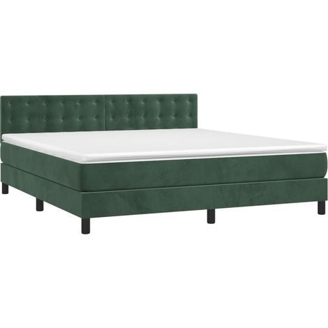 vidaXL Giroletto a Molle con Materasso Verde Scuro 180x200 cm Velluto (1/5)