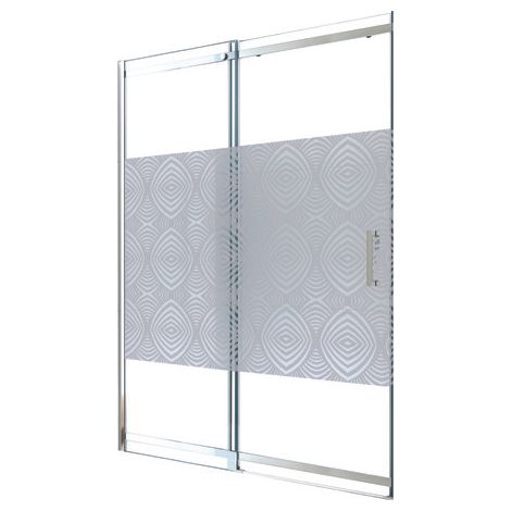 ONDEE - Mampara de baño UIMI, Mampara de baño corredera - Vidrio templado - acabado cromado - 140cm (1/4)