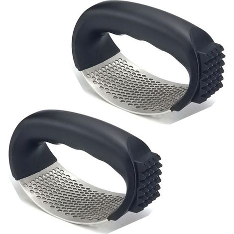 Presse-Ail - Acier Inoxydable - Design Ergonomique - Lavable En Lave-Vaisselle - Pour Ail Et Gingembre - 2 Pièces (1/5)