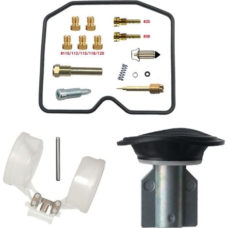 Kit de réparation de carburateur pour KLX250-D 1993-1996 250 cm³ (flotteur)  Kit + flotteur + piston  Compatible KLX250-D  monocylindre  gicleurs en laiton  joints en nitrile  pièces en POM  résistant (1/4)