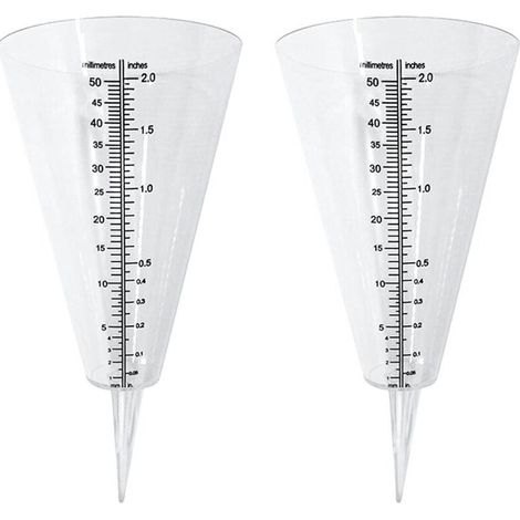 Pluviomètre, pluviometre Exterieur, 2 pluviomètres à cône Transparent avec Double échelle pour la Surveillance des précipitations dans Les Jardins, à lextérieur et sur Les balcons (1/5)