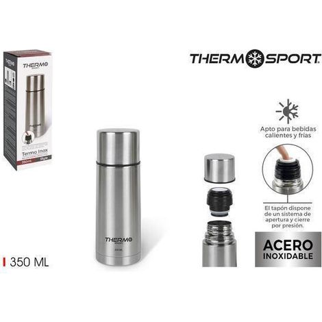 0,35 lts termo inox 350 ml style thermosport para bebidas calientes y frias tapon cierre presion