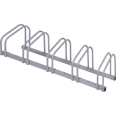 Soporte para 5 bicicletas 1305x320x265mm, aparcabicicletas de acero con revestimiento de polvo gris