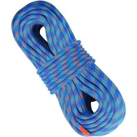 Corde d'escalade dynamique 10,2mm, 50m (164ft), résistance 25kN, mousquetons en acier inclus, pour rappel, secours et sauvetage, bleue (1/5)