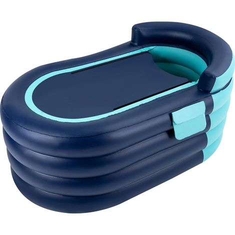 Baignoire Gonflable, Design Pliable, Pompe Électrique Incluse, Bleu (1/2)