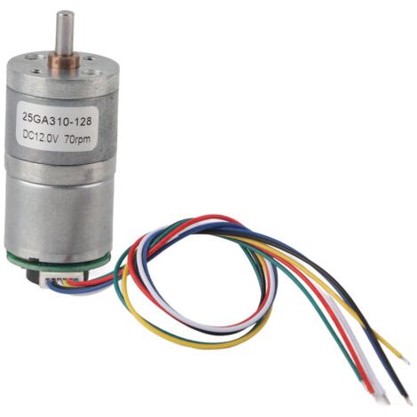 Moteur à engrenages à encodeur CC 12 V 25GA310128, moteur à réduction de vitesse en métal (DC12V 70 tr/min)