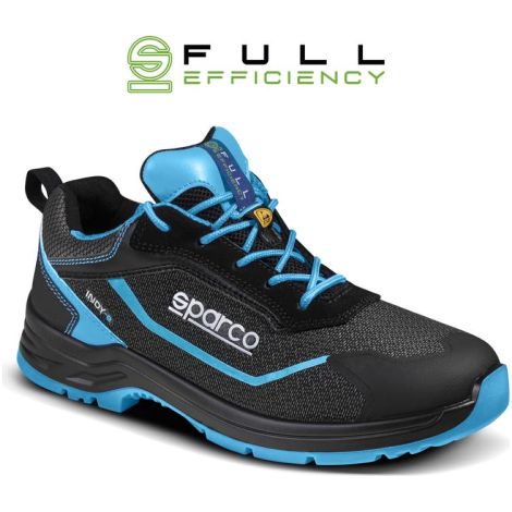 Sparco scarpa Indy-E Aster S3S Nere/Celeste Tg.36 calzature di sicurezza in materiale antiabrasione con puntale in vetroresina amagnetico Nero/Celeste 36