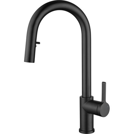 Ceramia Miscelatore da cucina monocomando Timeless in acciaio inox con doccetta estraibile, nero opaco (TMLKF285BM)