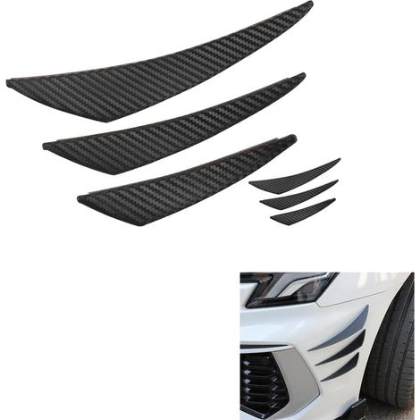 Universal Car Spoiler Canards Kit séparateur de lèvre de Pare - Chocs Avant, 6pcs Voiture Externe Soft Finger Corps Anti - Collision Bande Autocollants (Fibre de Carbone) (1/5)