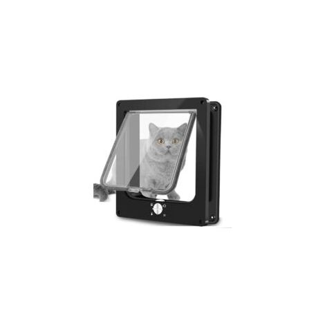 4-Wege-Magnet-Katzenklappe, Haustiertür für Katzen und kleine Hunde, Katzenklappe mit Tunnel (L, Schwarz) - Crezuo