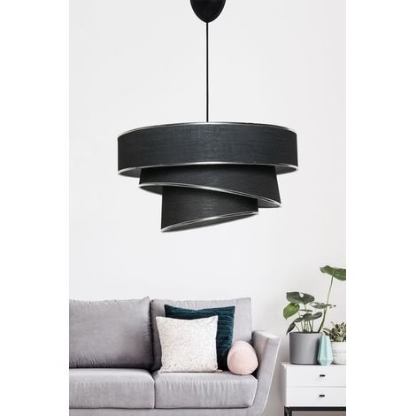 Greenice – Suspension ajustable en métal noir et argenté – Hauteur 30-70 cm – Diamètre 40 cm – Pour ampoule E27 – Indice de protection IP20