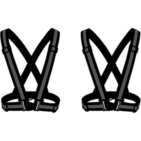 2 x catarifrangente hardloopvest, catarifrangente gilet, veloigheidsvest, fiets, motorfiets, auto, licht, elastisch, loopvest, joggen, pour dames, heren, volwassenen en Kinderen, zwart (1/5)