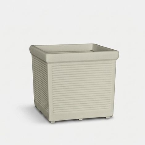 Vaso da esterno quadrato in LLDPE Millerighe Quadrato Piccolo - Bianco (1/3)