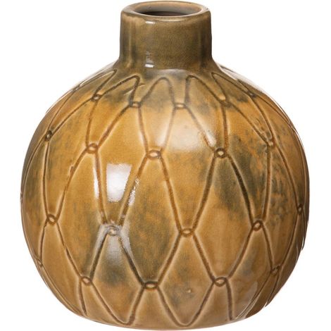 Vase rond moutarde patiné (1/4)