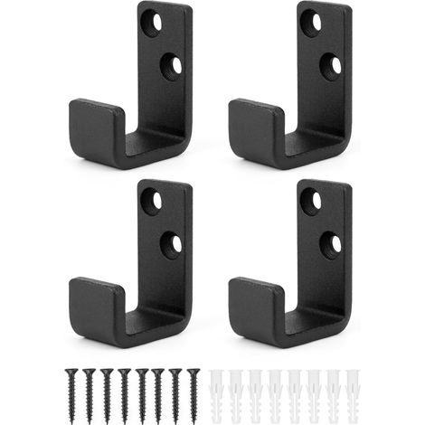 Lot de 4 Crochet mural Acier noir 5,5x4cm Pour câble Équipement sportif Rangement