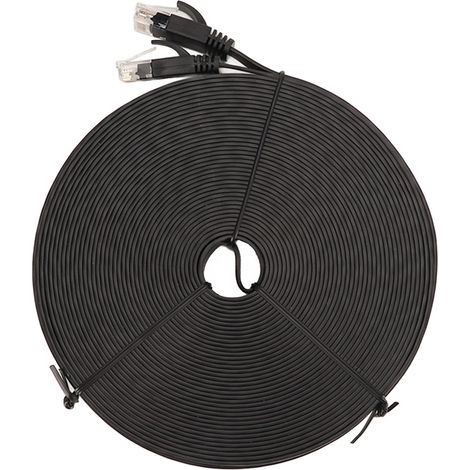 Câble Ethernet CAT6 20m - 1000Mbps, Compatible Modem, PC, PS5, Xbox, RJ45, Noir (1/5)