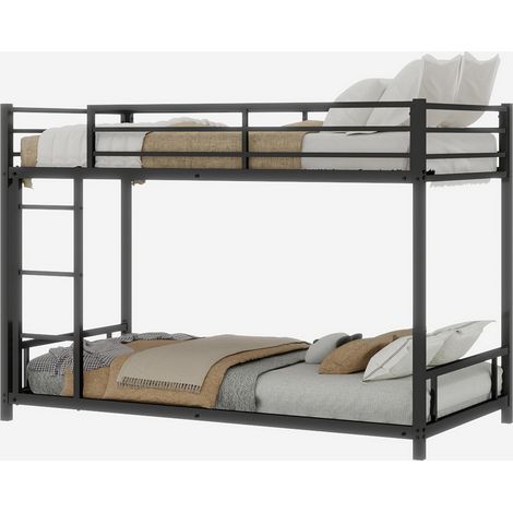 Lit superposé en métal avec deux lits simples, dimensions 90190 cm / Structure métallique lourde et stable / Design silencieux / Barrières de sécurité / Aucun sommier tapissier requis. (1/5)