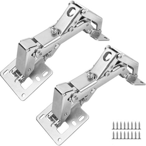 Lot de 2 charnières dissimulées à 170 degrés - Charnières hydrauliques réglables à montage en surface - Pour portes sans cadre avec vis (1/5)