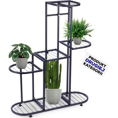 Supporto per fiori in metallo nero, a 5 ripiani, 84,5 cm (1/5)
