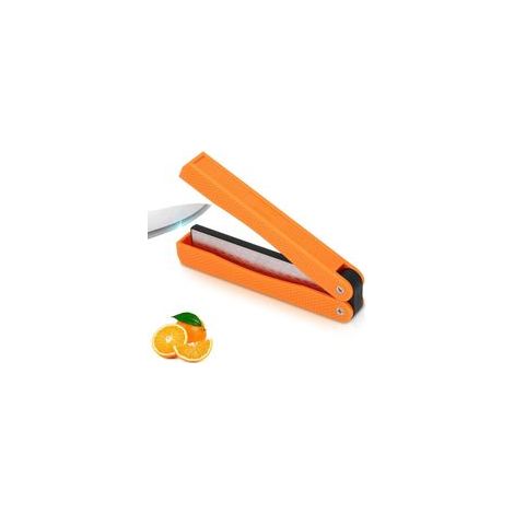 Aiguiseur de couteaux portable diamant, L'Outil D'Affûtage Pliante, Affûteur Diamant, aiguisage de couteaux pliants (Orange) (1/5)