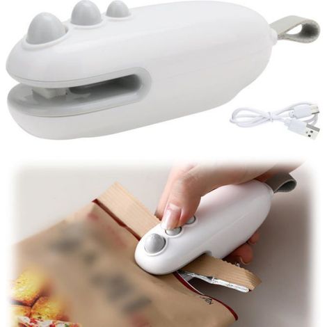 machine à sceller à chaud portable avec dos magnétique, charge USB de type C, verrouillage de sécurité, blanc (1/4)