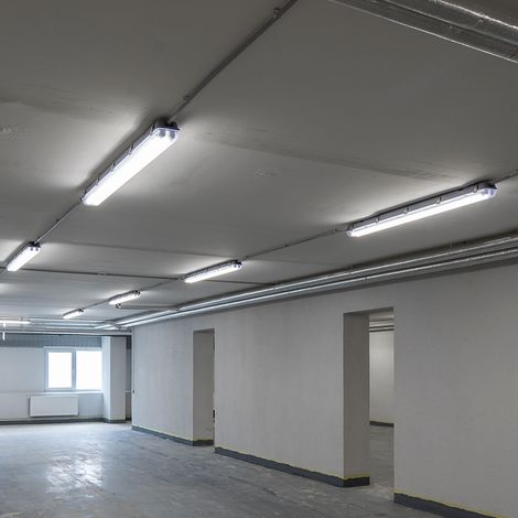 Feuchtraumwannenleuchte LED Deckenleuchte Feuchtraum LED Garagenlampe LED Röhre, Reihenschaltung, strahlwassergeschützt, 1x LED 36W 4320lm neutralweiß, L 120 cm, 6er Set