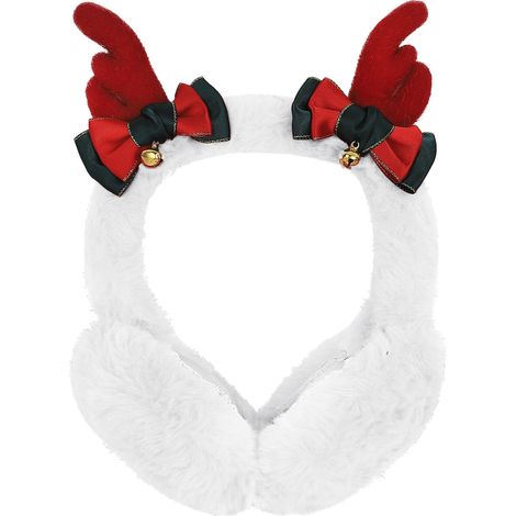 Cache-oreilles en fausse fourrure avec de jolis bois de cerf - Ajustables, parfaits pour les femmes et les filles en hiver à Noël (1/5)