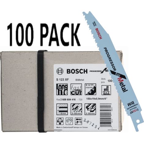 Bosch 2608654416 S 123 XF Progressor for Metal Reciprocating Saw Blade 150mm 8-18 TPI Pack of 100 BPAS123XF100