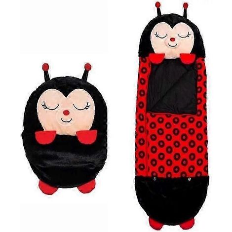 Sac de couchage enfant à motif animal coussin décoratif sac de couchage pliable anti-coups de pied cadeau d'anniversaire pour enfant 135 x 50 cm rouge (1/5)