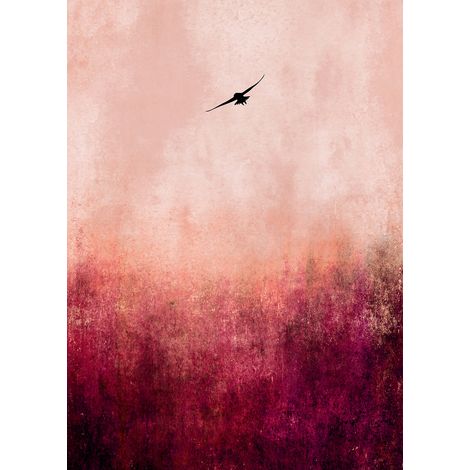 Papier peint panoramique à motif animaux Tapisserie panoramique rose pour chambre de fille Papiers peints panoramiques oiseaux (1/2)
