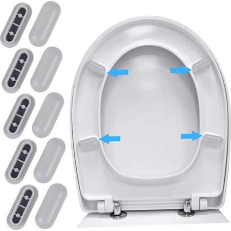 Juego de protectores para inodoro，Topes para asiento de inodoro，Kit de reemplazo universal de topes para asiento，10 piezas (1/5)