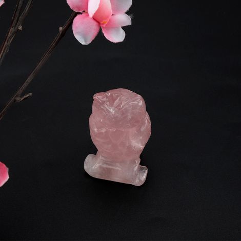 Statuette de Chouette en Quartz Rose - Décoration Naturelle en Cristal pour Maison et Bien-être (5 cm) (1/5)