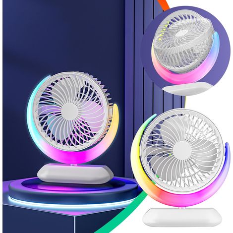 Ventilateur De Bureau - Rotatif - 3 Vitesses - Éclairage Nocturne - Chargement USB - Mini Ventilateur (1/5)