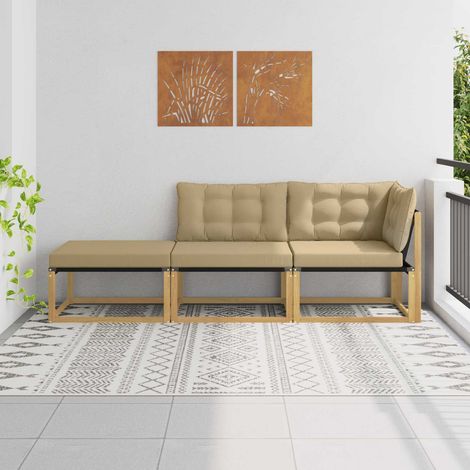 Canapé de Jardin Modulable en Bois d'Acacia Massif et Textilène Blanc 241,5 x 83 x 73 cm - PANGIVO (1/5)