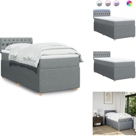 Boxspringbett mit Matratze Hellgrau 90x200 cm Stoff - Boxspringbett - Boxspringbetten - Bett - Bettgestell (1/5)