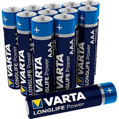 Varta Longlife Power AAA Micro LR03 (pacco da 12), batteria alcalina - "Made in Germany" - Ideale per giocattoli, torce, telecomandi e altri dispositivi a batteria, blu