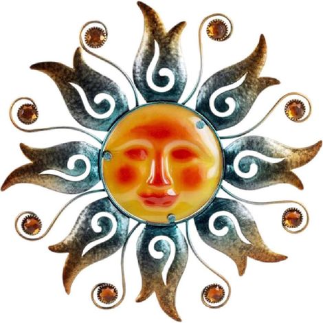 Soleil déco murale 39 x 39 cm - modèle Bleu et Or
